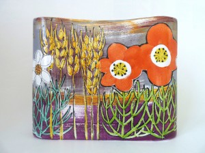 'Landscape' design rectangular vase by Lisa Katzenstein