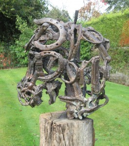 Olivia Ferrier: 'Horse Head', bronze on a reclaimed Sussex sea groin, produced in an edition of 9
