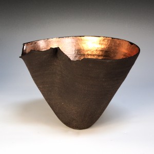 Claire Palastanga 'Red Hot' black earthenware with gold leaf