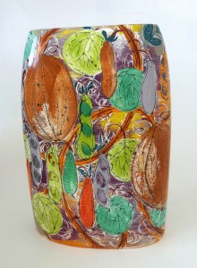 'Melons' design large square vase from the 'Grow Your Own' series by Lisa Katzenstein