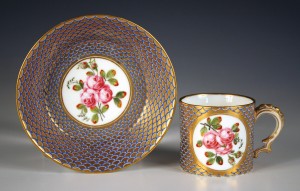 Sevres porcelain coffee can and saucer