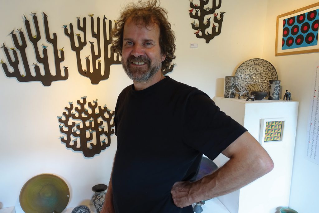 Ceramic artist, Josse Davis, in the Duff Gallery, Tarrant Street, Arundel