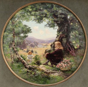 Alfred Oliver's depiction of children picking flowers