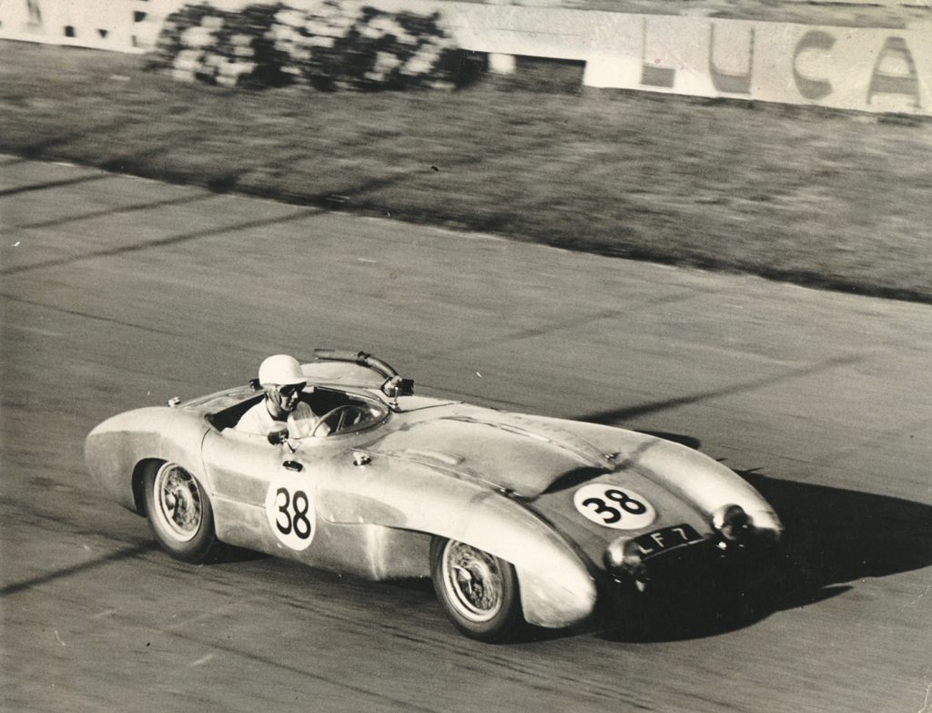 John Young racing in the 1955 Goodwood Nine Hour Endurance Race in his Lotus-Connaught