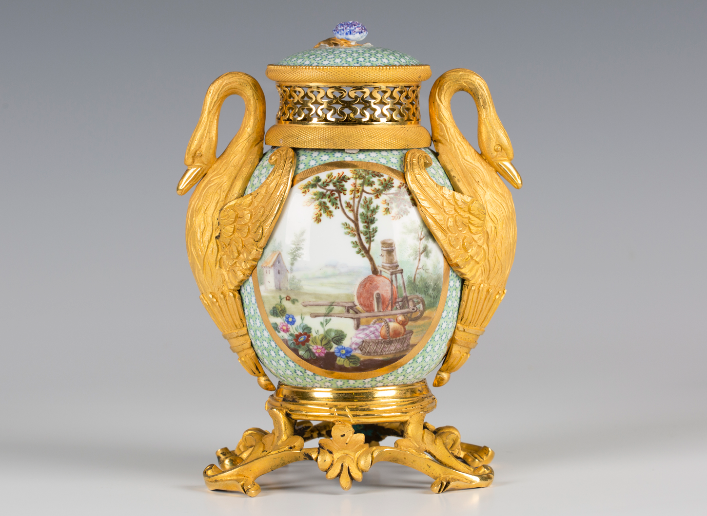 An ormolu mounted Sèvres porcelain potpourri vase and cover, circa 1780